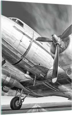 Produktbild von Bilder auf glas - Einteilig - Flugzeug Retro Flugzeug - 50x70cm - Glasbilder - Wandbilder - Bilder - zum Aufhängen bereit - Wanddekoration aus Glas - Glas Bilder - Wandbild auf Glas - GPA50x70-4952