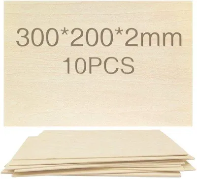 Obrázek produktu pro Dřevěné desky pro tvoření, 10 kusů - 300 x 200 x 2 mm - Dřevěné desky pro kreativní činnosti - Ideální pro laserové projekty - Pro vlastní tvorbu - Umění a řemesla - Dřevěné desky