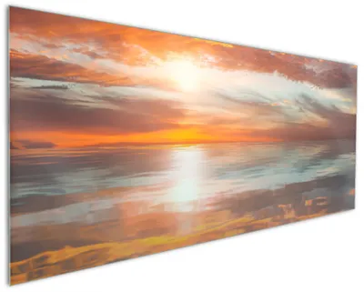 Produktbild von Wallario Küchenrückwand aus Glas, Größe: 125 x 50 cm, Motiv: Abendrot in Reflexion über dem See | Spritzschutz | abwischbar | pflegeleicht | in