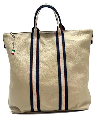 Produktbild von Cityrucksack taupe blau beige Florence Rucksack Tasche Leder Canvas D2OTF609C