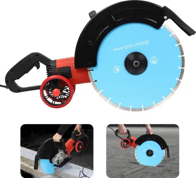Produktbild von Elektrische Betonsäge - Steinsäge / Mauernutfräse - 4000 W, Ø 350 mm - 13.000 U/min - Schnitttiefe 135 mm - 220 V Nass-/Trockenschnitt staubarm, EU-Stecker
