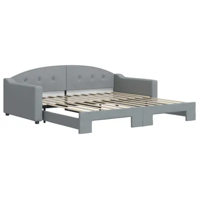 Image de vidaXL Lit de jour extensible gris clair 100x200 cm Tissu