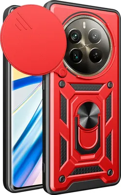 Produktbild von Hülle für Realme 12 Pro/Realme 12 Pro+ 5G Magnetische Ring Ständer Halter Dia Kameraschutz TPU Bumper Silikon Schutzhülle Rot