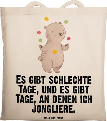 Produktbild von Mr. & Mrs. Panda Beutel Bär Jonglieren - Transparent - Geschenk, Zirkus, Jutebeutel, Artistik, Stoffbeutel, Shopping Tasche, baumwolle, Jongleur, Tote Bag