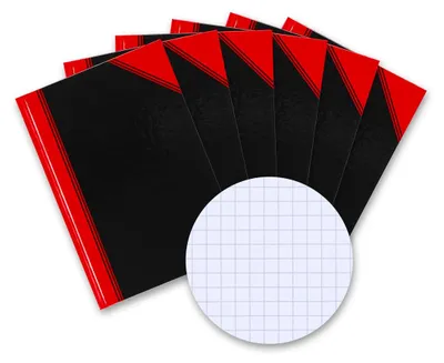 Produktbild von Bantex Notizbuch A6 kariert, Hardcover, 192 Seiten, schwarz, 6er-Pack