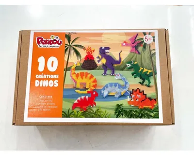 Image de Graine Creative Kit 10 creations Dino 3000 perles a repasser perlou