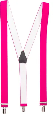 Produktbild von ZUKUNFTSENKEL Hosenträger Neon Pink, Y-Form, starke Clips, 3 Stück, für Herren & Damen, Polyester & Elastan, 3,5 cm Breite, 60-95 cm Länge verstellbar, Fasching, Karneval & Events