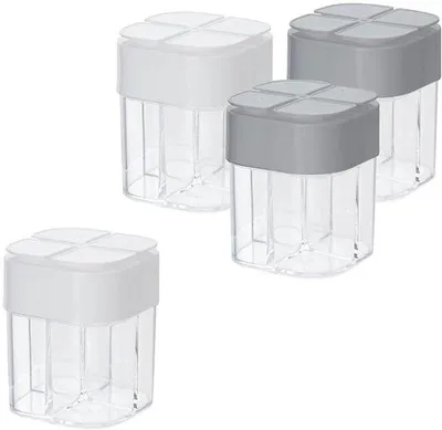 Produktbild von Glasgewürzbehälter 4er-Set, multifunktional einsetzbar für Gewürze und Kräuter