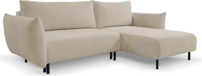 Produktbild von DomoHome ADEL Ecksofa mit Schlaffunktion und Bettkasten – L-Form, Flexibel Stellbar, Layout rechts, Metallfüße, 145x212cm Liegefläche, Größe: 257x90x171cm, Farbe: DUNKELBEIGE