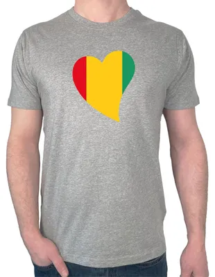 Produktbild von Huuraa Herren T-Shirt Guinea Flagge Herz XL Sport Grey Bio Baumwolle Fairtrade Herrenshirt Geschenkidee