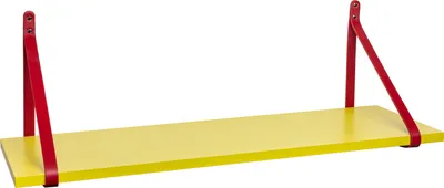Produktbild von ABRATO®WandregalZitronengras 120x25x1,8 cm Schweberegal mit Ledergurten Aufhängung Rot