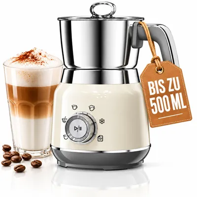 Produktbild von KitchenApp Retro Milchaufschäumer Edelstahlkanne – PFAS-frei – Spülmaschinengeeignet – Beige