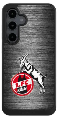 Produktbild von NIVOCASE Hülle für Samsung Galaxy S24 FE 5G  Handyhülle NIVOcore Case Schwarz 1. FC Köln Metallic Look Offizielles Lizenzprodukt