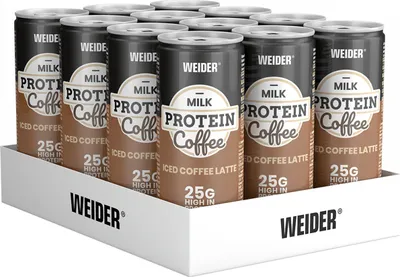 Produktbild von Weider Milk Protein Shake (12x250ml) Iced Coffee Latte - Eiweiße - Eiweiß RTD