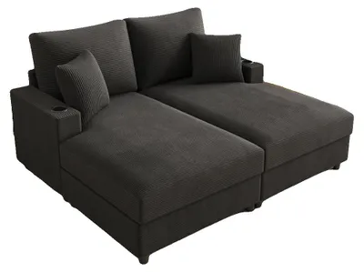 Produktbild von Schlafsofa, gepolsterte Liegefunktion, USB-Anschluss, grau