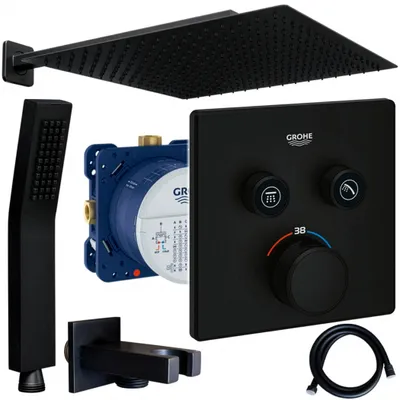 Produktbild von Grohe und Jowi Unterputz Duschsystem Schwarz, Smartcontrol Thermostat, 360 mm Kopfbrause