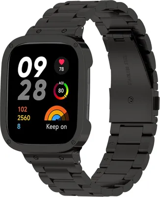 Produktbild von Strap-it Redmi Watch 3 Stahlarmband (Schwarz)