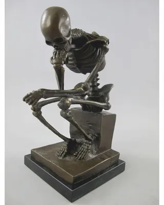 Produktbild von Casa Padrino Bronze Deko Skulptur Skelett Bronze / Schwarz H. 25 cm - Deko Accessoires