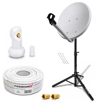 Produktbild von PremiumX Camping Sat Anlage 45cm Antenne Single LNB F-Stecker Kabel Stativ