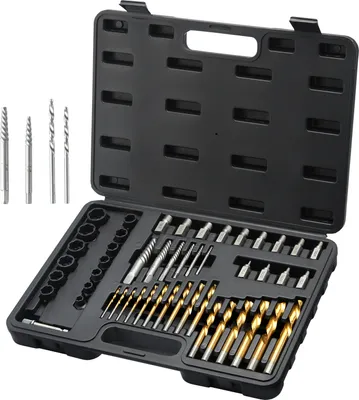 Produktbild von VEVOR 48-teiliges Bolzenausdreher-Schraubenausdreher-Set, mit 13-teiligem Bolzenausdreher-Set, 19-teiligem Schraubenausdreher, 16-teiligem umgekehrten HSS-Bohrer, Aufbewahrungskoffer, zum Entfernen be