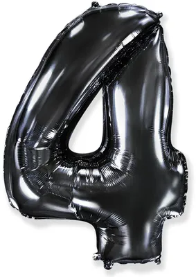 Zdjęcie produktu dla Balon foliowy cyfra 4 - czarny - 102 cm