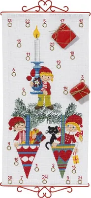 Produktbild von Eva Rosenstand Kreuzstich Set Adventskalender mit 3 Zwerge Zählmuster