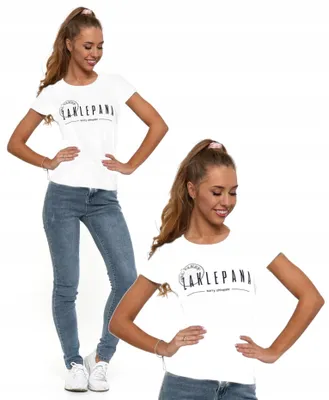 Zdjęcie produktu dla Moraj - Biały T-shirt - Damski T-shirt, rozmiar L - Bawełniany T-shirt - Krótki rękaw