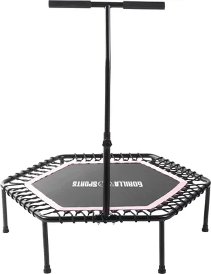 Produktbild von GORILLA SPORTS® Fitness Trampolin - 6-Fach Höhenverstellbarer Haltegriff, Leise Gummiseilfederung, 77cm Sprungfläche, bis 100kg Belastbar, Rosa - Fitness-Trampolin, Jumping Fitness, Indoor/Outdoor
