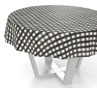 Produktbild von ANRO Wachstuch-Tischdecke Rund 140cm Schnittkante Karo Schwarz