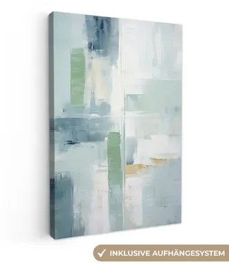 Produktbild von MuchoWow® - Leinwandbilder - Farbe - Moderne Kunst - Abstrakt - Grau, Wandbild, Wanddeko Bilder Wohnzimmer, 40x60 cm