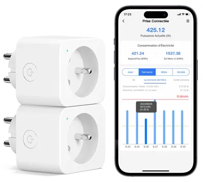 WLAN-Steckdosen-Set (2 Stück) mit Energiemessung, Alexa & Google Home