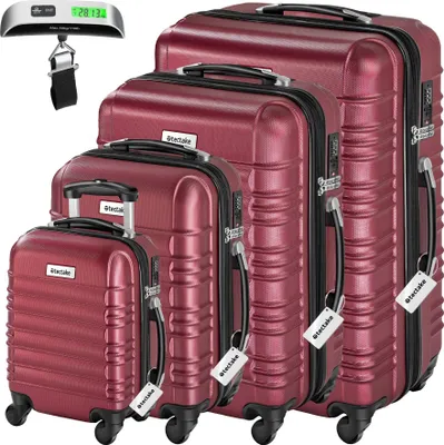 Image de Set de valises rigides Mila 4 pièces avec pèse-bagages - rouge bordeaux
