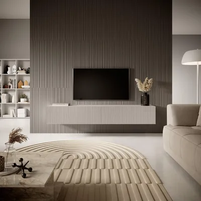 Produktbild von Selsey VELDIO - TV-Möbel 175 cm graubeige mit gefräster Front