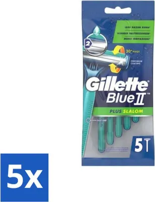 Obrázek produktu pro Gillette Blue II - Plus Slalom - Jednorázové holicí strojky - 5 čepelí - Výhodné balení - 5 kusů