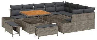 Image de Ensemble de salon de jardin - Banc de jardin - Canapé d'angle - Mobilier d'extérieur - Banc de terrasse - Pour 5 personnes - Structure résistante aux intempéries