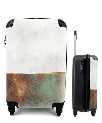 Produktbild von MuchoWow® Koffer Handgepäck Trolley Rollkoffer Kleine Reisekoffer mit 4 Rollen - Abstrakt - Luxus - Gold - Cabin Size < 55x40x23 cm & 55x40x20 cm - Fotokoffer - Kabinenkoffer - Boardgepäck - Reise-Box - Reisekoffer - Reisegepäck - Koffer mit Bild - Trolley für Kinder