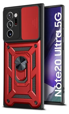 Immagine prodotto di Custodia Galaxy Note 20 Ultra con anello, supporto, protezione fotocamera, paraurti in TPU, custodia in silicone per Samsung Galaxy Note 20 Ultra Rosso