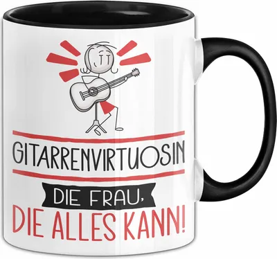 Produktbild von Gitarrenvirtuosin Geschenk Tasse Becher Die Frau Die Allen Kann Geschenkidee für eine Gitarrenvirtuosin Lustig (Schwarz)