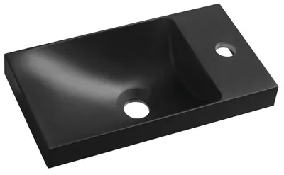 Productafbeelding van Sapho AGOS wastafel van gietmarmer, zonder overloop, 40x22 cm, links/rechts, mat zwart