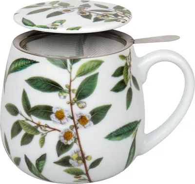 Obrázok produktu pre Könitz Hrnček so sitkom a viečkom Môj obľúbený zelený čaj, hrnček na čaj, šálka, porcelán, 420 ml, 11 5 143 2224