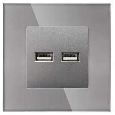 Produktbild von DC Smart Home Doppel USB Steckdose Glas Grau 3.1A Schnellladung
