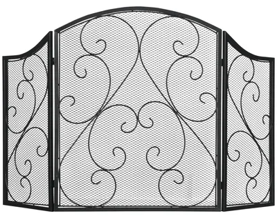 Produktbild von Kaminabdeckung, Funkenschutzgitter, Vintage-Design, 66 cm x 31 cm x 81 cm, Schwarz