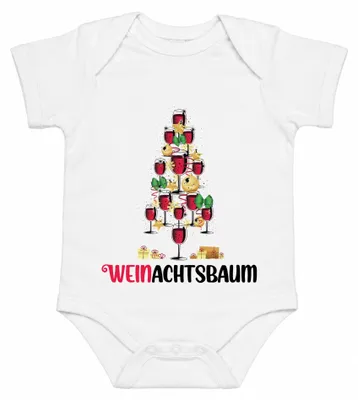 Image de Arbre de Noël, amateur de vin, Noël, vin rouge, amusant, body pour bébé, blanc, taille 3/6 mois