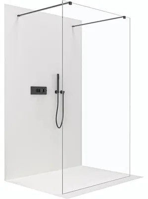 Obrázok produktu pre Sprchová zástená Walk-in Onyx Duo, ľavá/pravá - 8 mm - hranatá nosná konštrukcia - čierna matná, priehľadné sklo - 50x200 cm
