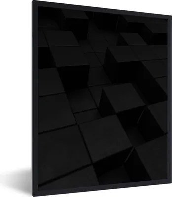 Produktbild von MuchoWow® Gerahmtes Poster Würfel - Schwarz - Weiß - Muster 60x80 cm - Poster mit Schwarzem Bilderrahmen Wandposter Rahmen Foto Bilder - Premium - Wanddeko Wohnzimmer