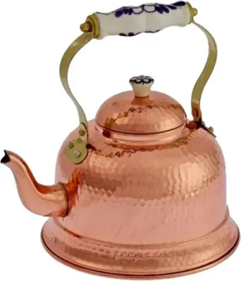 Zdjęcie produktu dla Czajnik miedziany, imbryk miedziany - z porcelanowym uchwytem, 1,5L