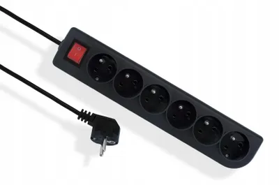 Obrázok produktu pre Predlžovací kábel s vypínačom ECONOMIC čierny 6-zásuvkový z/u 3m OMY 3x1 EPS-603W-2