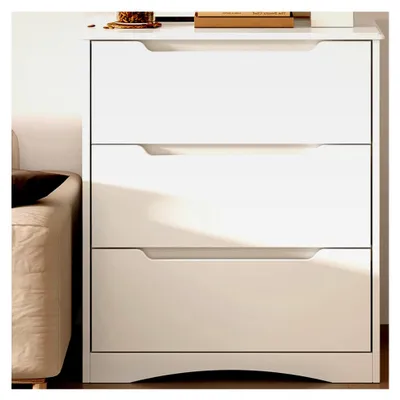 Produktbild von Kommode mit 3 Schubladen für Schlafzimmer, weißer Schubladenschrank für Wohnzimmer, Schlafzimmer, Büro, 82 x 60 x 40 cm