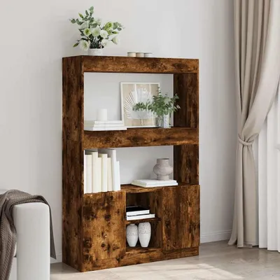 Produktbild von Bücherregale und Standregale, Highboard in geräucherter Eiche, 92 x 33 x 140 cm, Holzwerkstoff