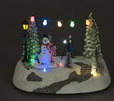 Musik-Karussell Schneemann LED 14 cm rotierend